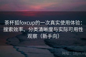 茶杯狐foxcup的一次真实使用体验：搜索效率、分类清晰度与实际可用性观察（新手向）