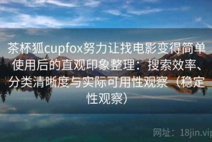 茶杯狐cupfox努力让找电影变得简单使用后的直观印象整理：搜索效率、分类清晰度与实际可用性观察（稳定性观察）