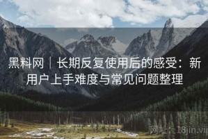 黑料网｜长期反复使用后的感受：新用户上手难度与常见问题整理