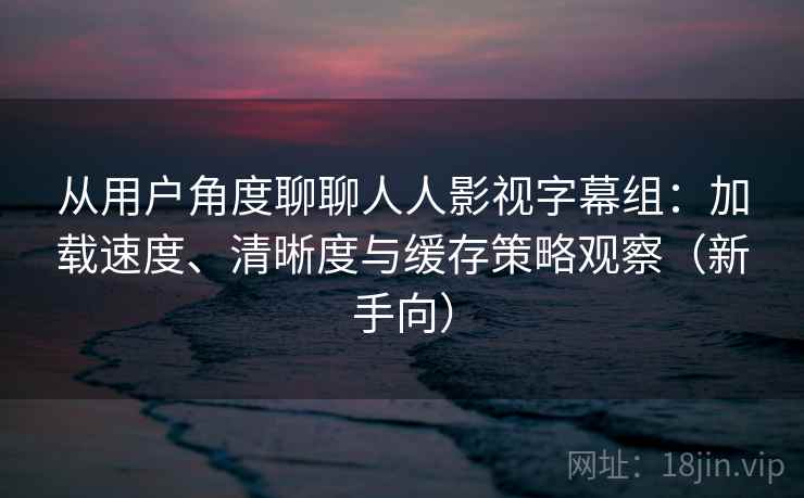 从用户角度聊聊人人影视字幕组：加载速度、清晰度与缓存策略观察（新手向）