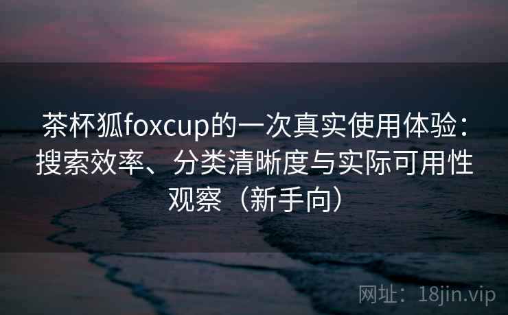茶杯狐foxcup的一次真实使用体验：搜索效率、分类清晰度与实际可用性观察（新手向）