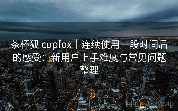 茶杯狐 cupfox｜连续使用一段时间后的感受：新用户上手难度与常见问题整理